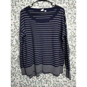 Gap Women’s Navy Blue Striped Sweater Long Sleeve Size Large Wool Blend